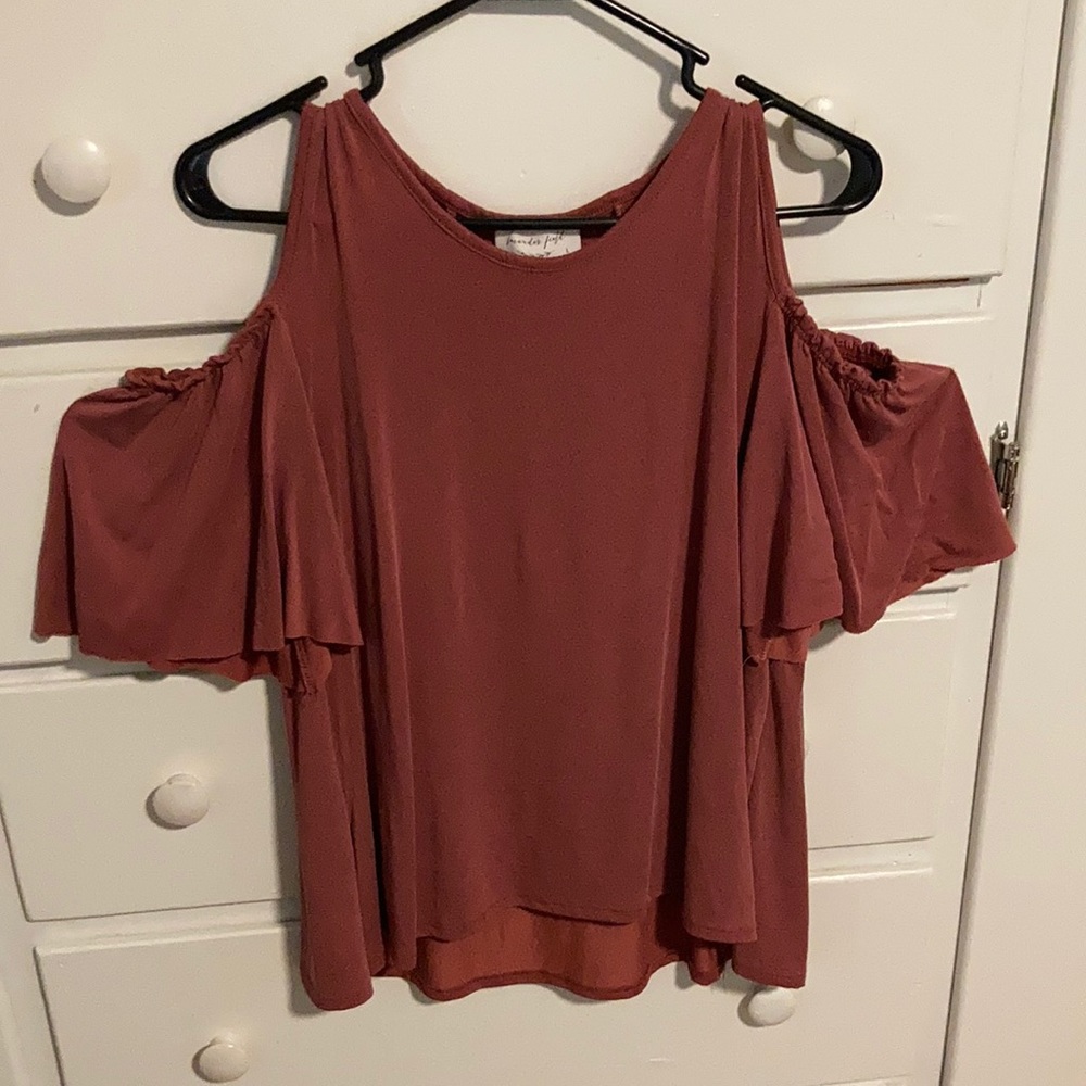Mauve cold shoulder top